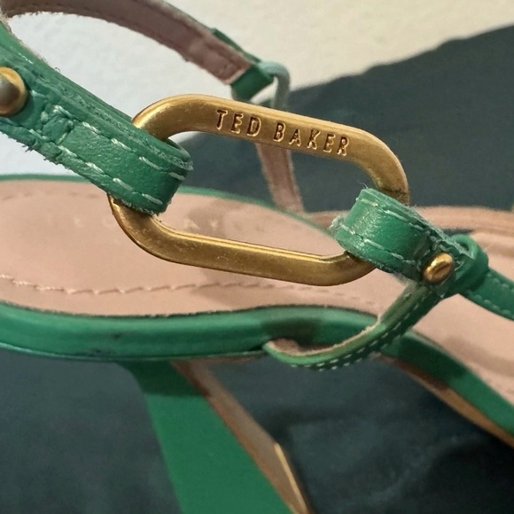Ted Baker, EUR 37, US 6/6.5, Green Cayena Block Heel Square Toe Leather  Heels - Picture 2 of 6